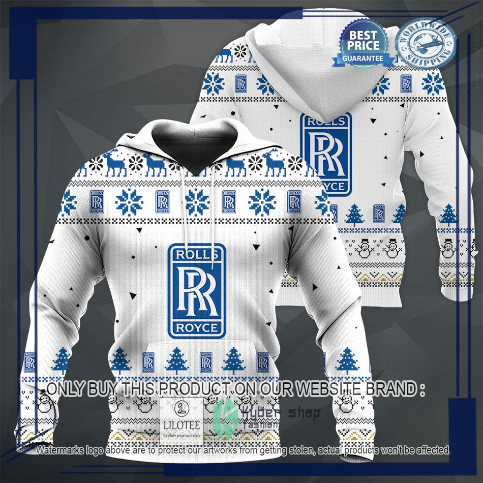personalized rolls royce automobiles white christmas sweater hoodie sweater 1 90486