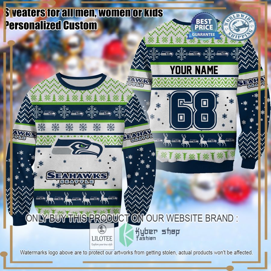 personalized seattle seahawks christmas sweater 1 74281