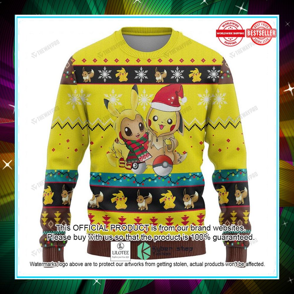 pikachu eevee christmas sweater 2 640