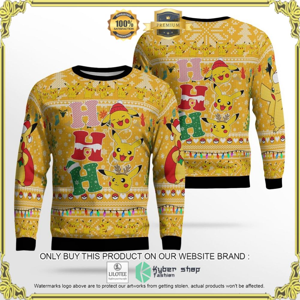 pikachu ho ho ho pokemon yellow christmas sweater 1 70406