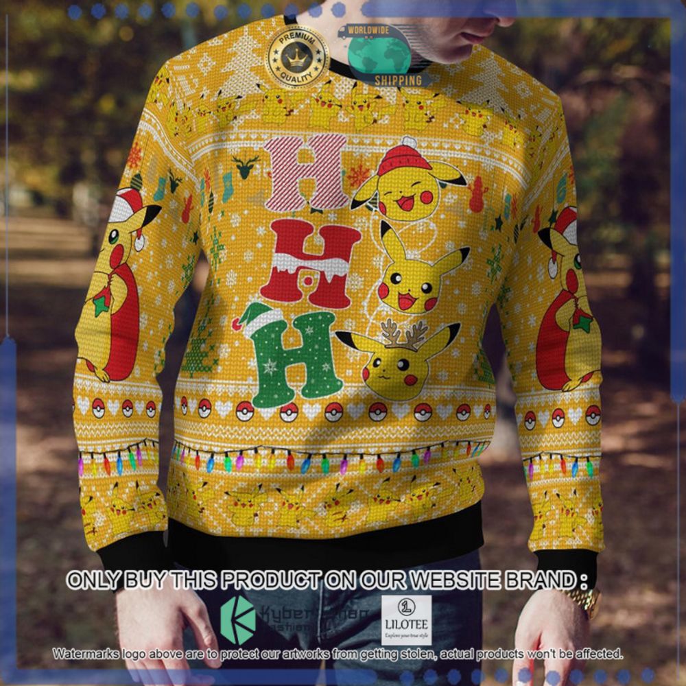 pikachu ho ho ho pokemon yellow christmas sweater 1 85071