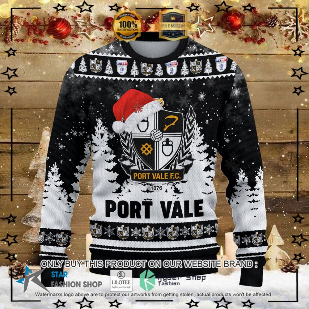 port vale f c black white christmas sweater 1 62154