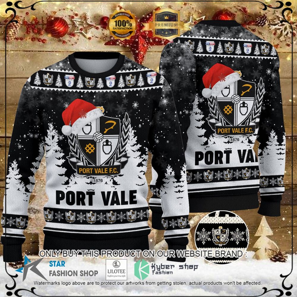 port vale f c black white christmas sweater 1 90179