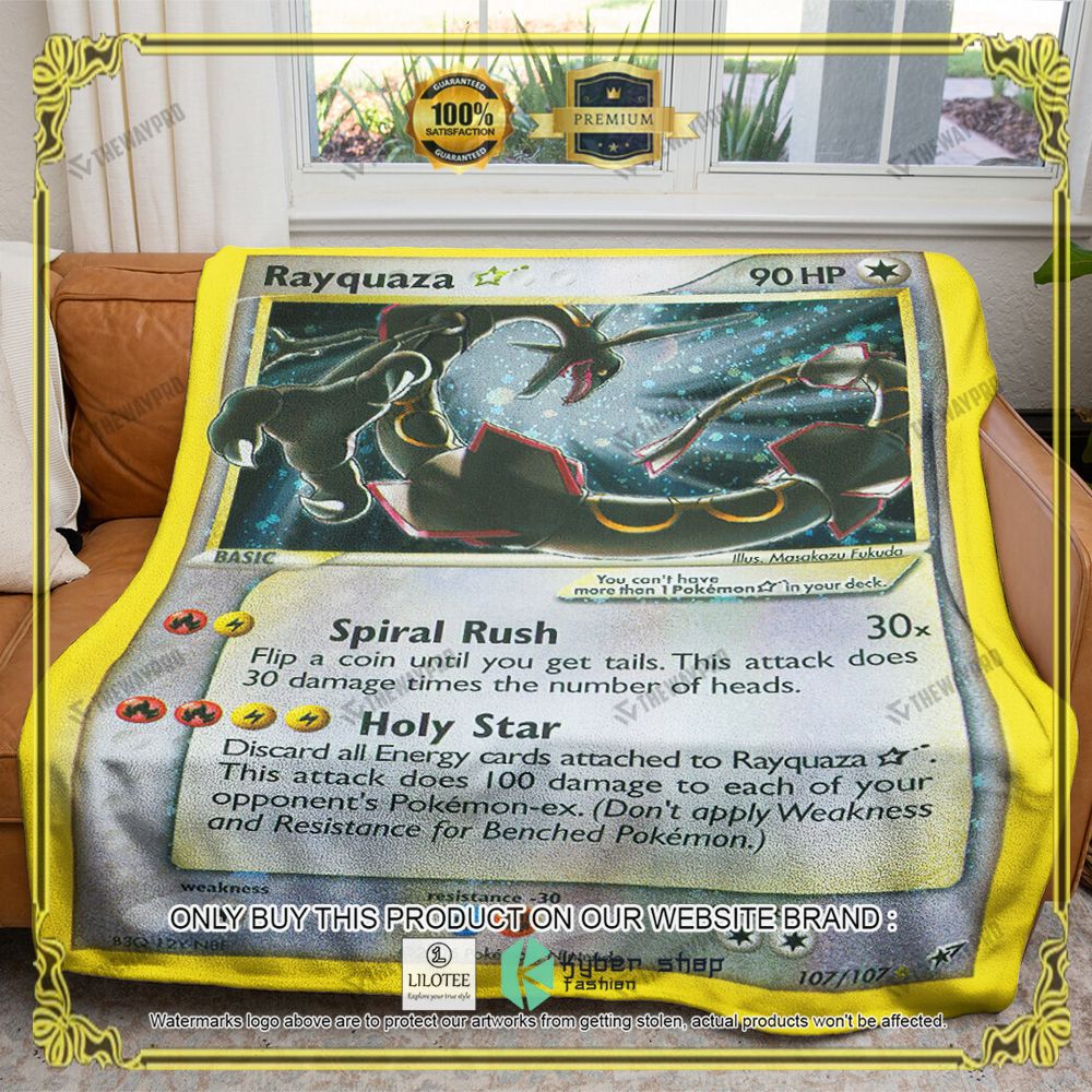 Rayquaza Gold Star Holo Anime Pokemon Blanket - LIMITED EDITION 7
