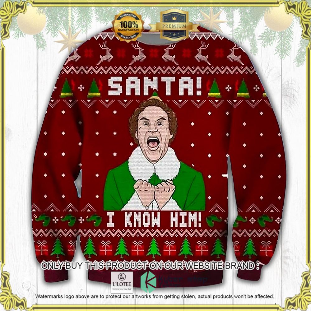 santa i know him knitted christmas sweater 1 26419
