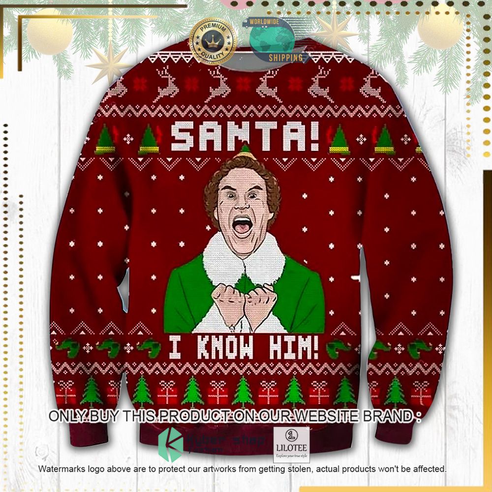 santa i know him knitted christmas sweater 1 45098