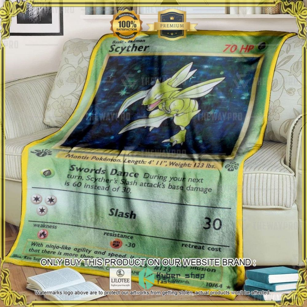 Scyther Holo 1st Edition Custom Pokemon Soft Blanket - LIMITED EDITION 9