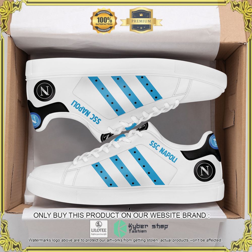 SSC Napoli Football Club White Color Stan Smith Low Top Shoes - LIMITED EDITION 4