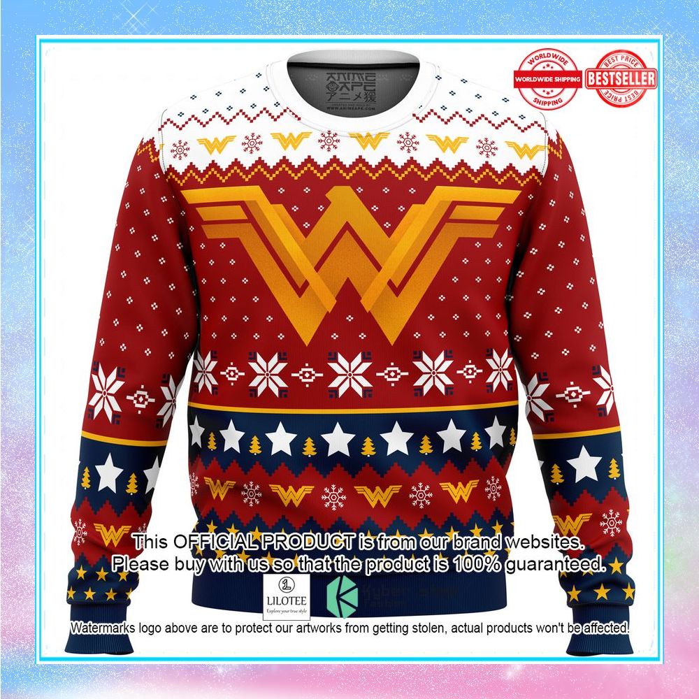 super heroes wonder woman christmas ugly sweater 1 983