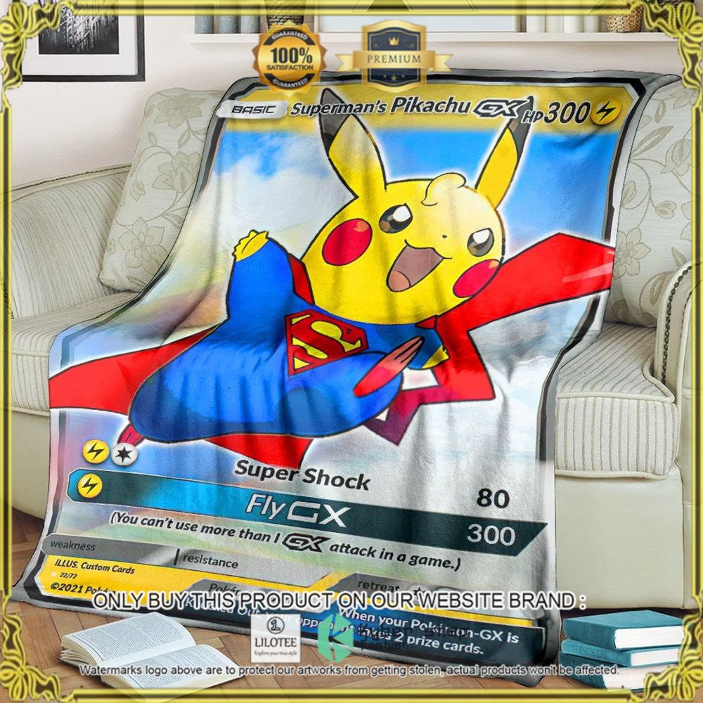 Superman's Pikachu Custom Anime Pokemon Soft Blanket - LIMITED EDITION 6