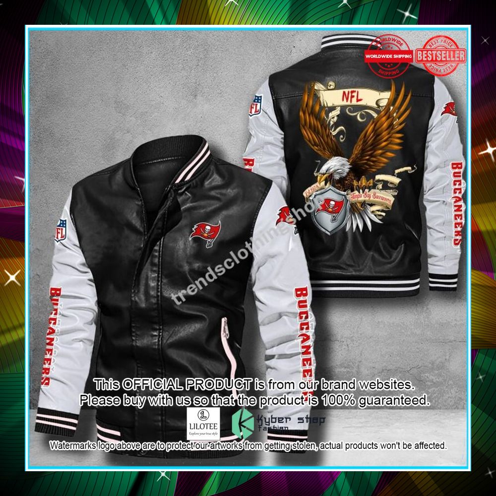 tampa bay buccaneers nfl eagle leather bomber jacket 1 327