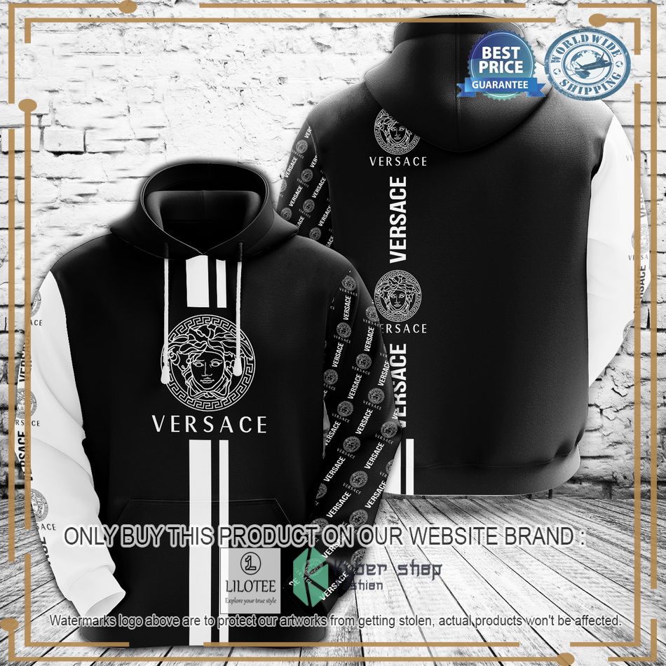versace black and white logo hoodie 1 63035