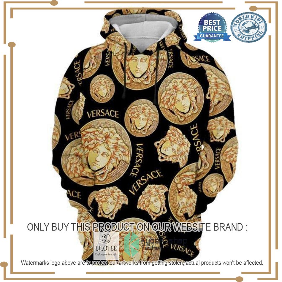 versace circle gold logo black hoodie 1 40914
