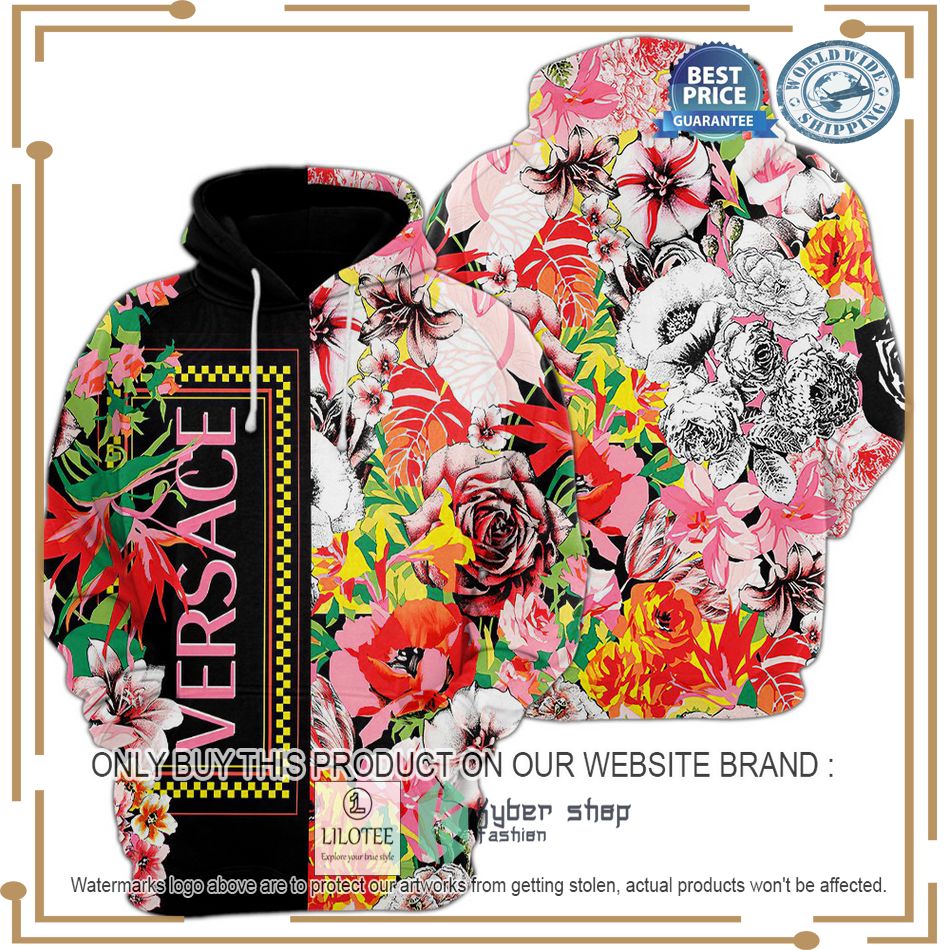 versace floral checked hoodie 1 76490