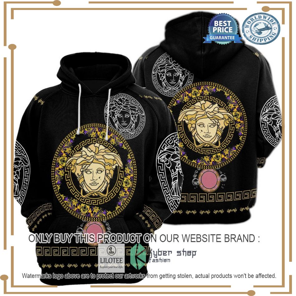 versace gold logo black hoodie 1 37192