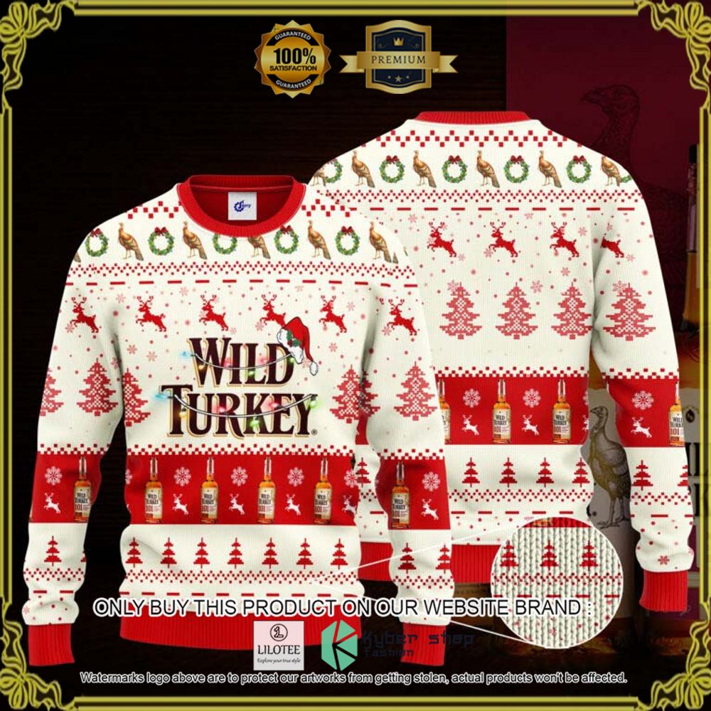 wild turkey santa hat knitted christmas sweater 1 29527