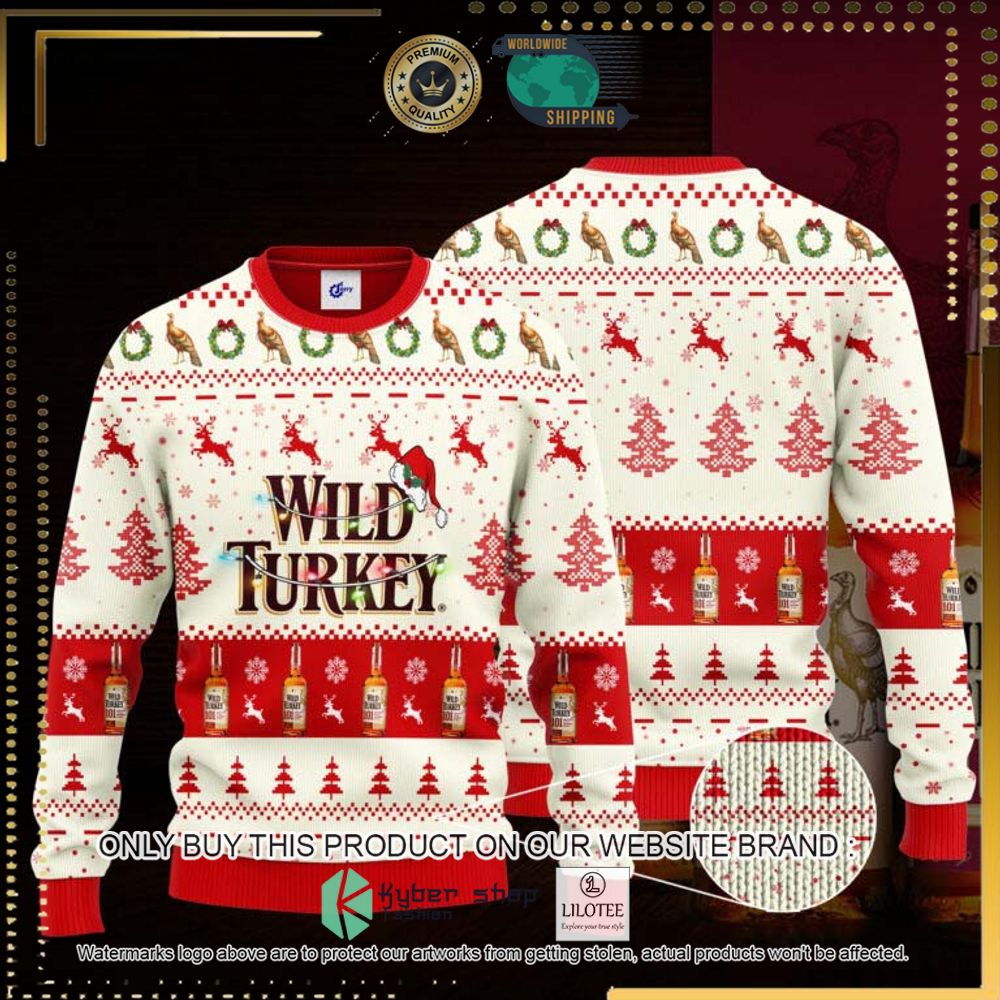 wild turkey santa hat knitted christmas sweater 1 44108