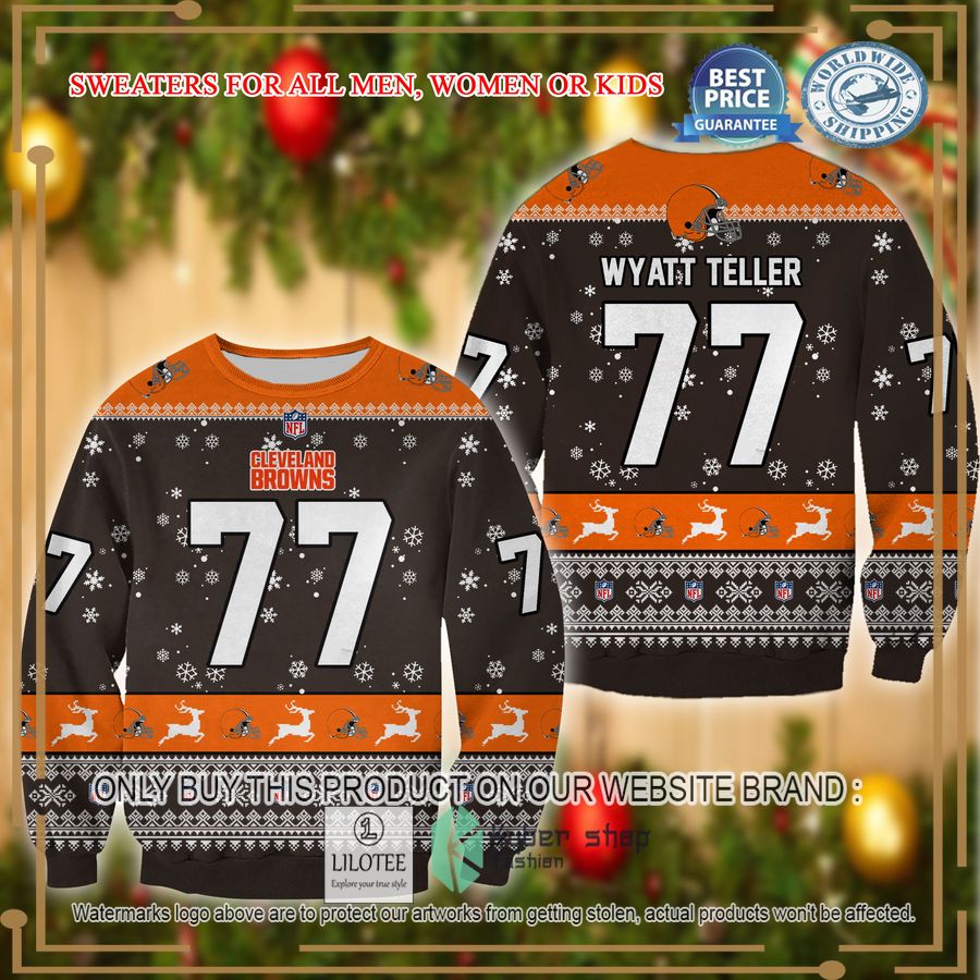 wyatt teller cleveland browns christmas sweater 1 14170