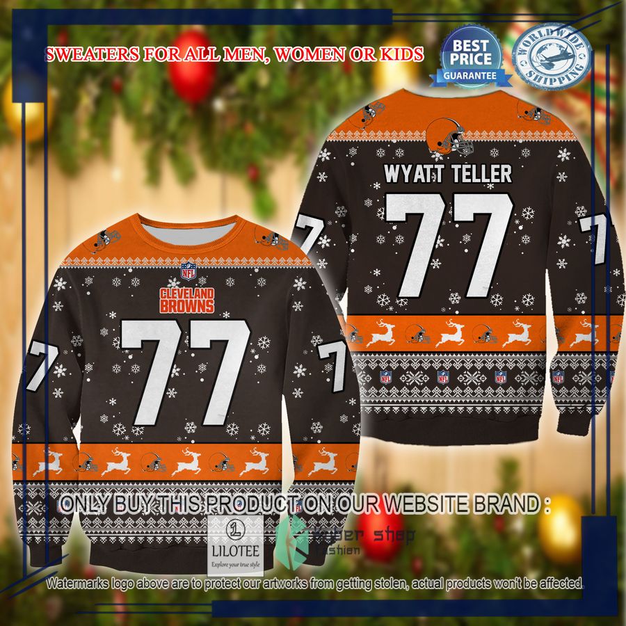 wyatt teller cleveland browns christmas sweater 1 898