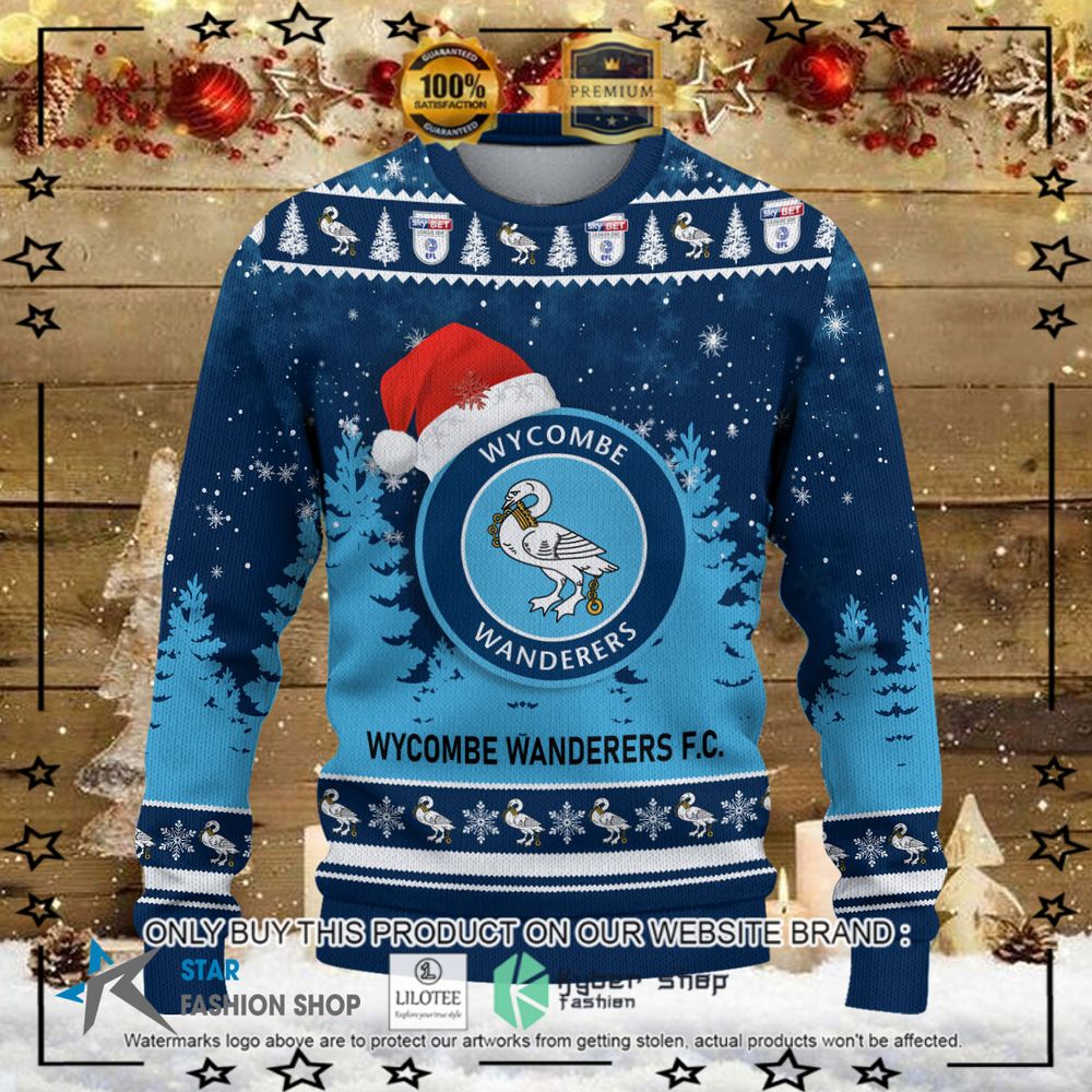 wycombe wanderers blue navy christmas sweater 1 15358