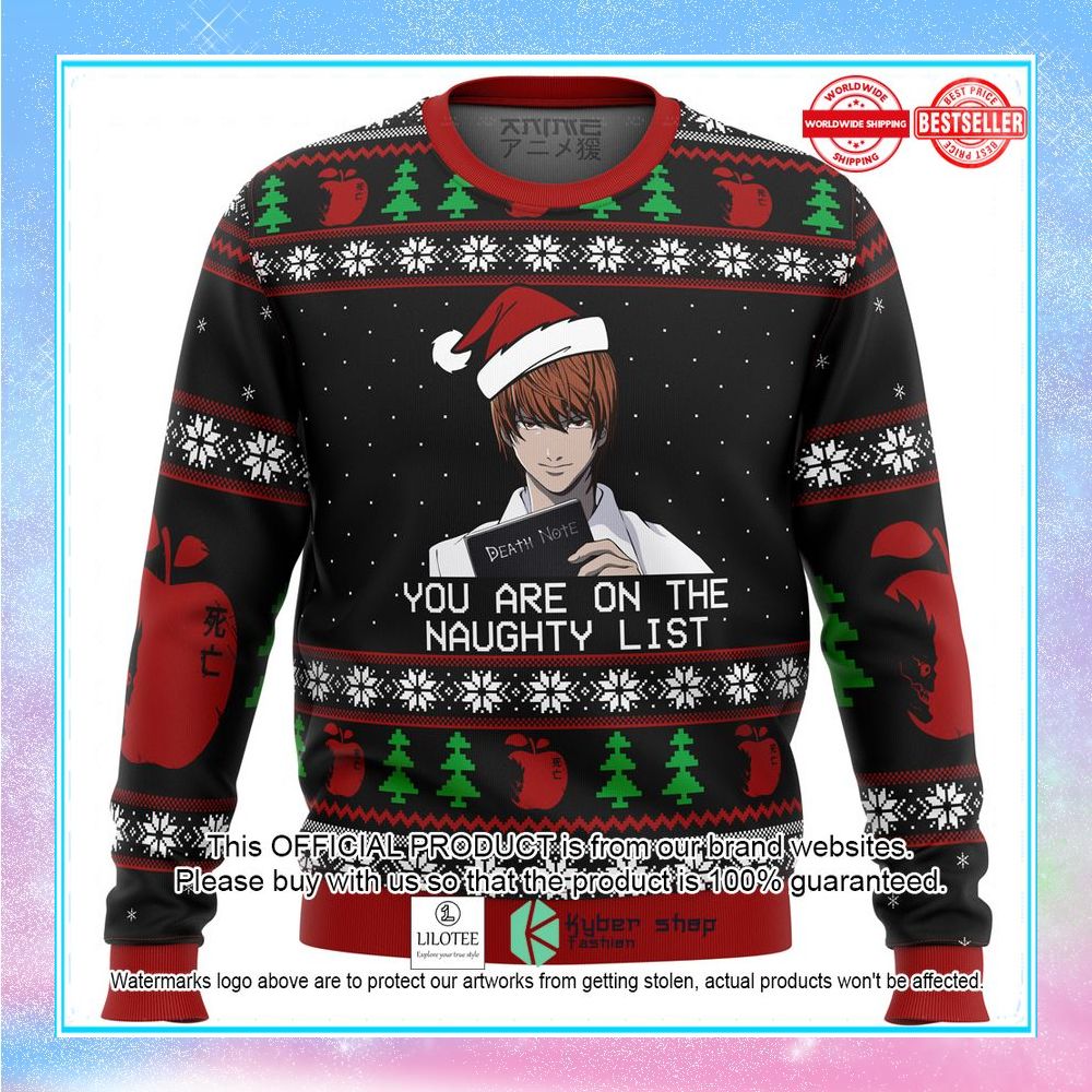 yagami raito death note you are on the naughty list sweater 1 611
