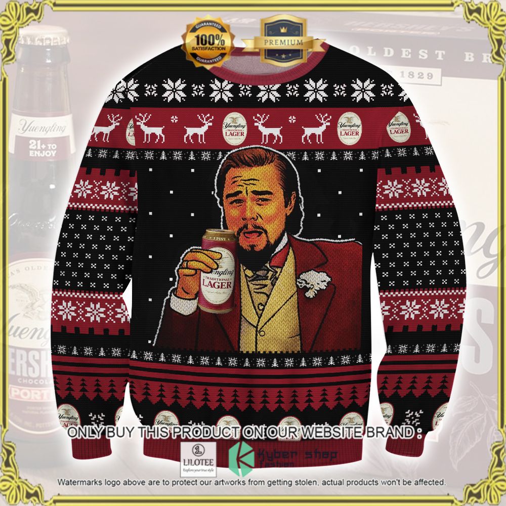 yuengling beer leonardo dicaprio laughing ugly sweater 1 16527