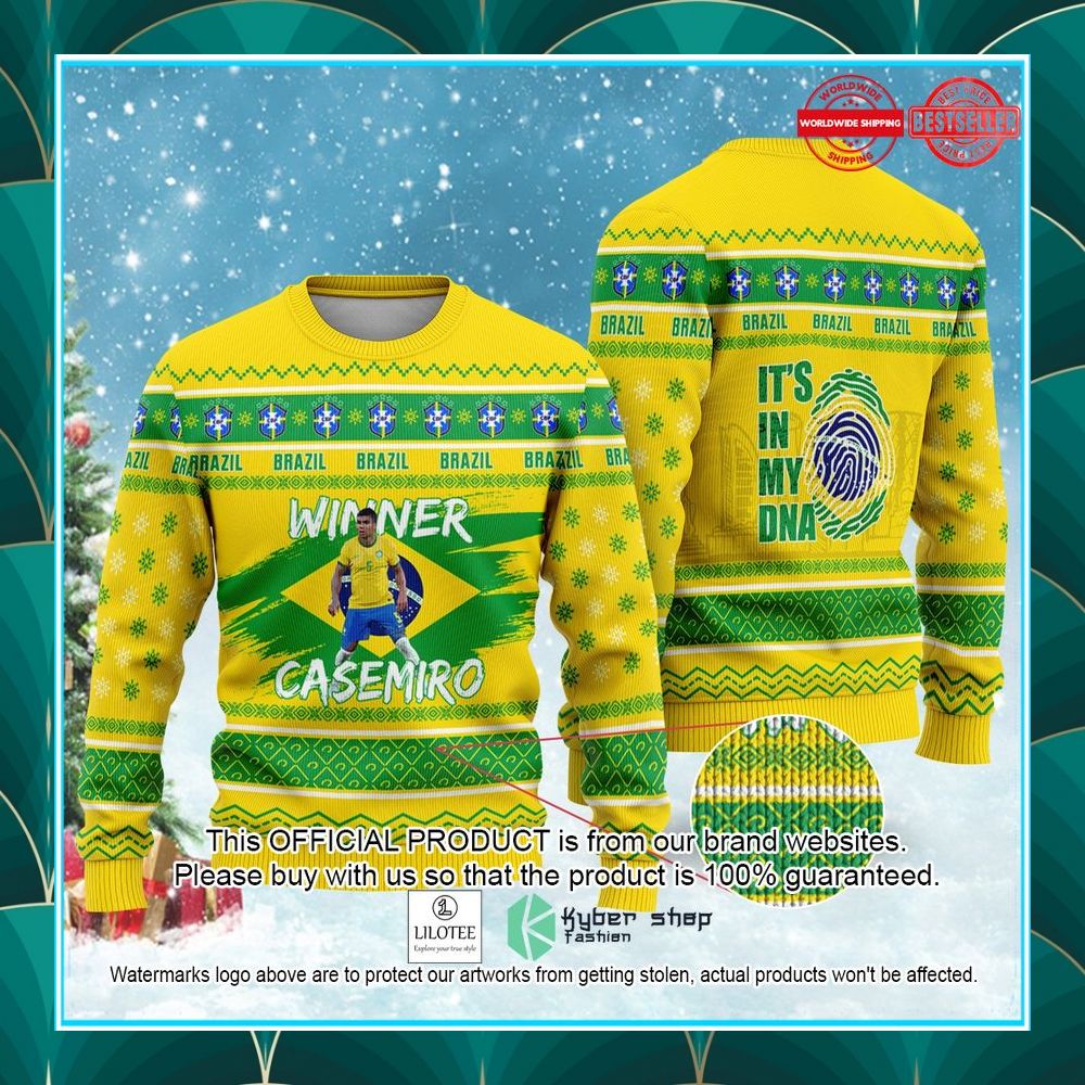 brazil casemiro its in my dna fifa world cup qatar 2022 christmas sweater 1 585