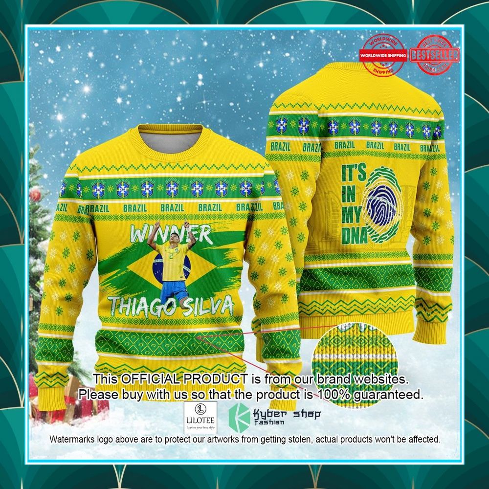 brazil thiago silva its in my dna fifa world cup qatar 2022 christmas sweater 1 87