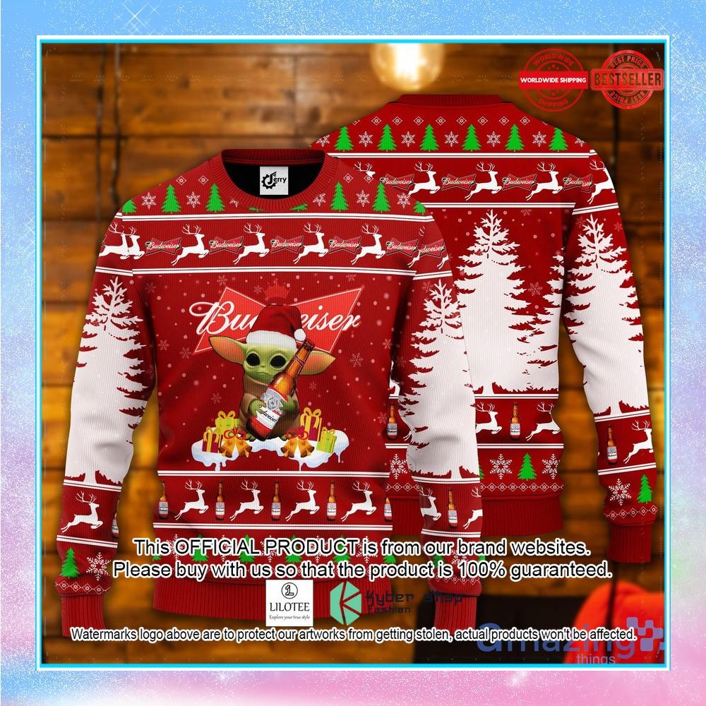 budweiser baby yoda ugly christmas sweater 1 121