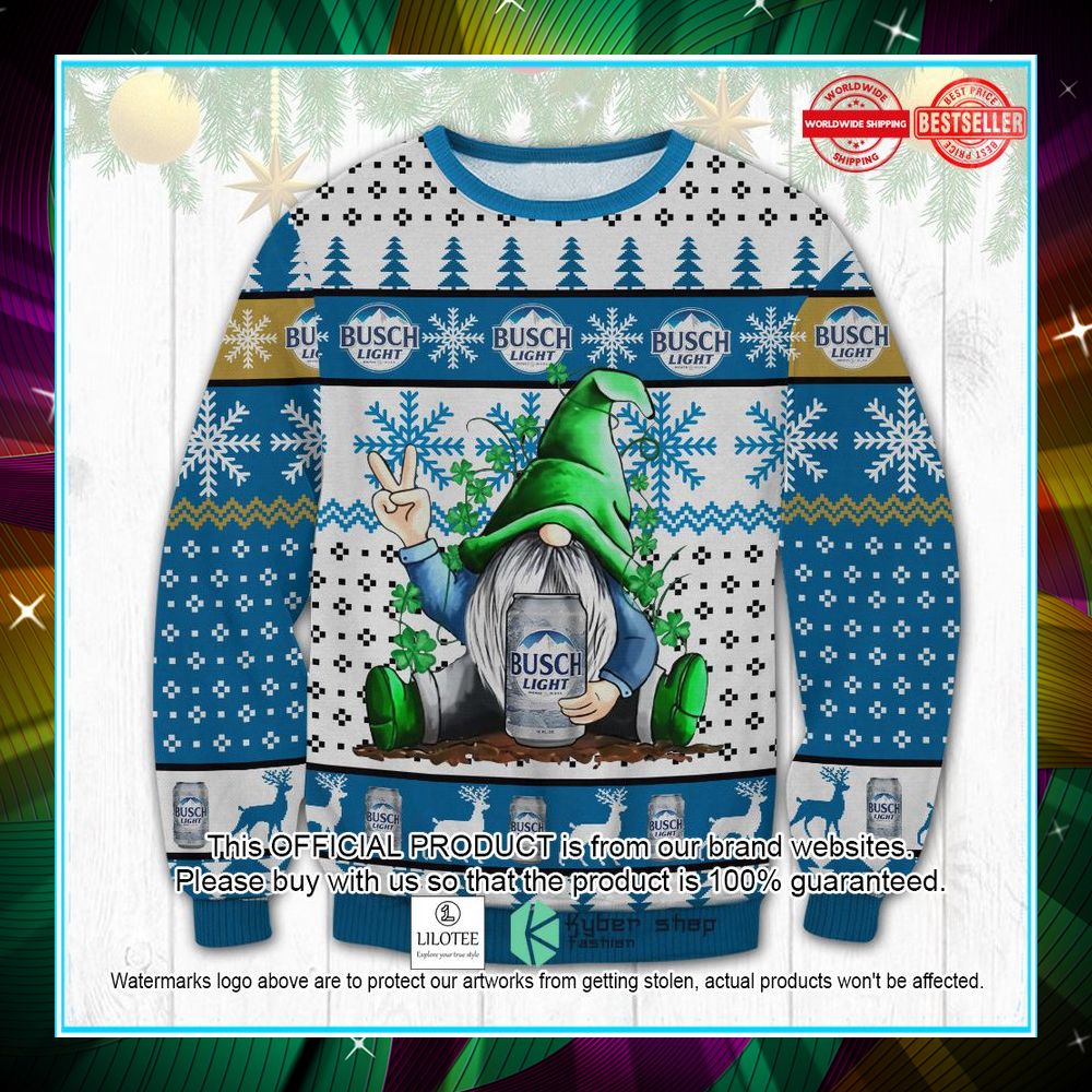 busch light gnome ugly christmas sweater 1 125