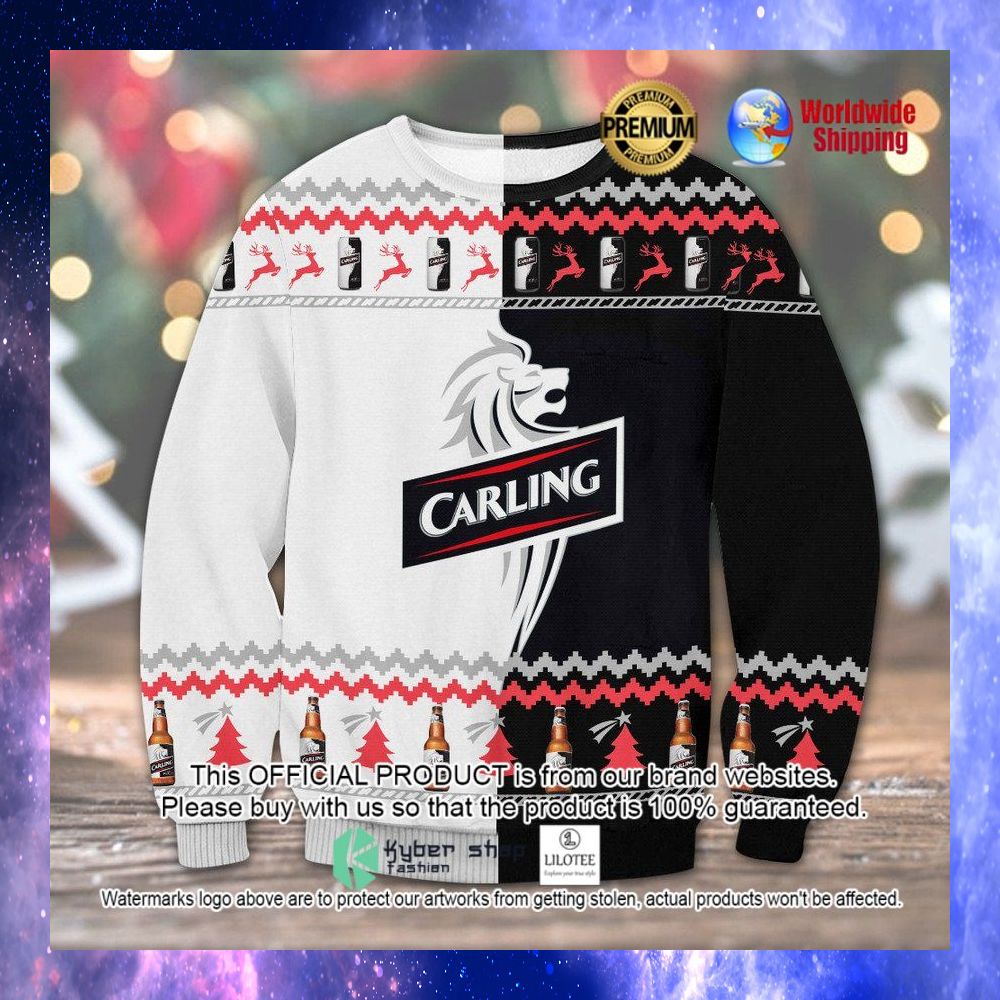 carling lager beer black red white sweater 1 387
