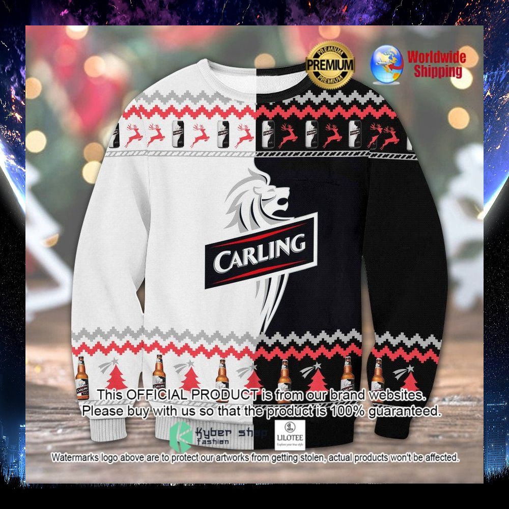 carling lager beer black red white sweater 1 523