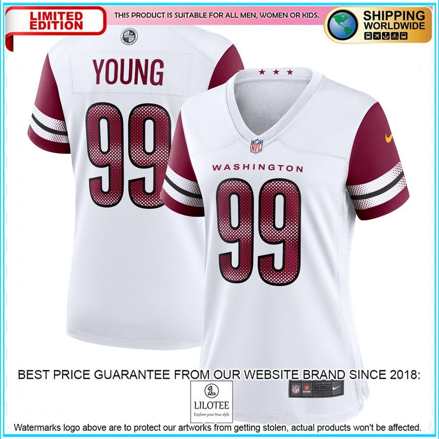 chase young washington commanders womens white football jersey 1 744