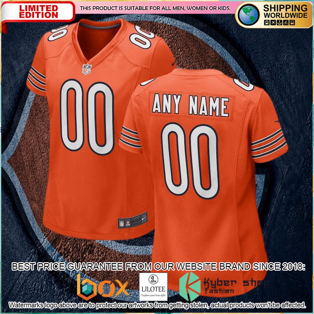 chicago bears nike womens alternate custom orange football jersey 1 81