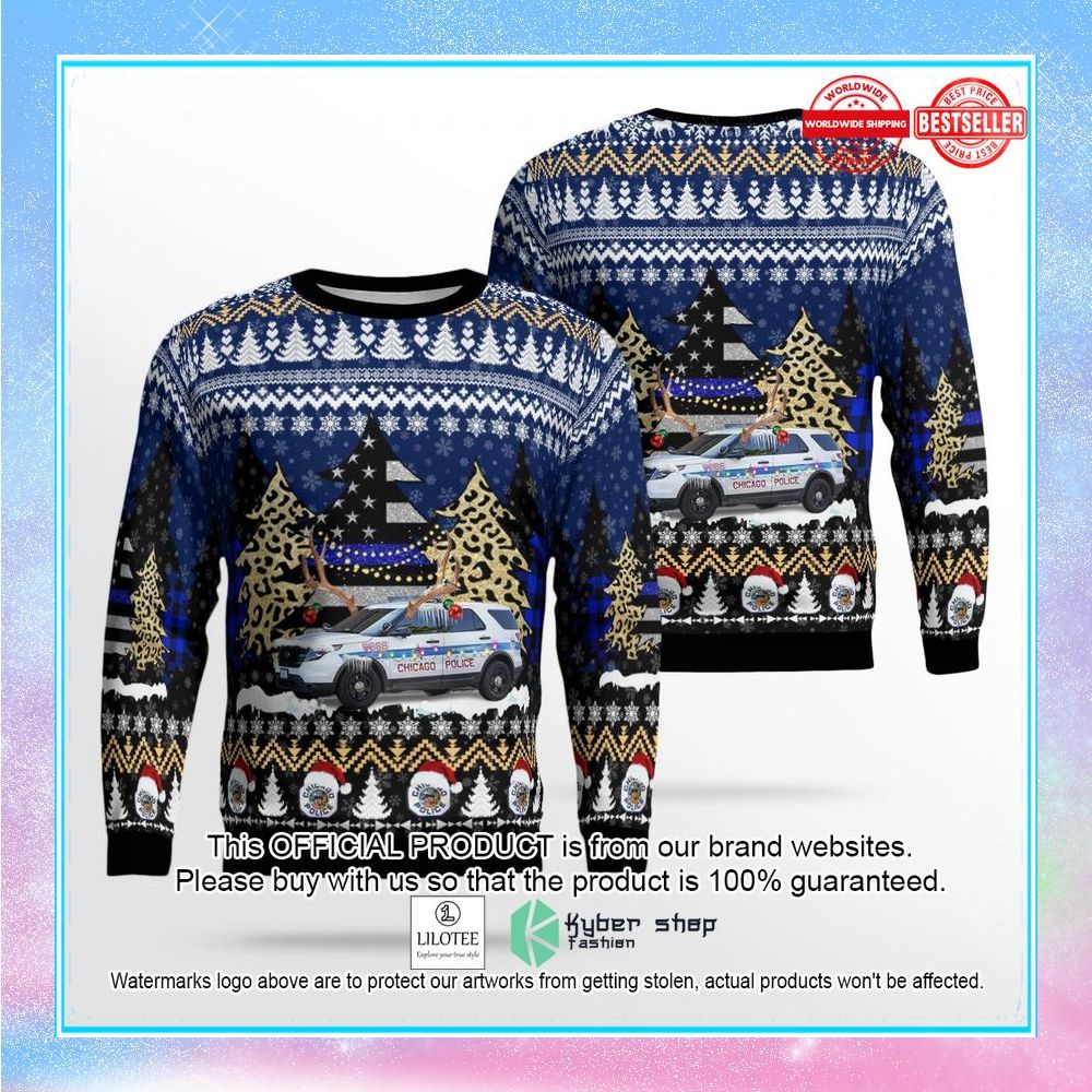 chicago police department cpd ford interceptor utility christmas sweater 1 750