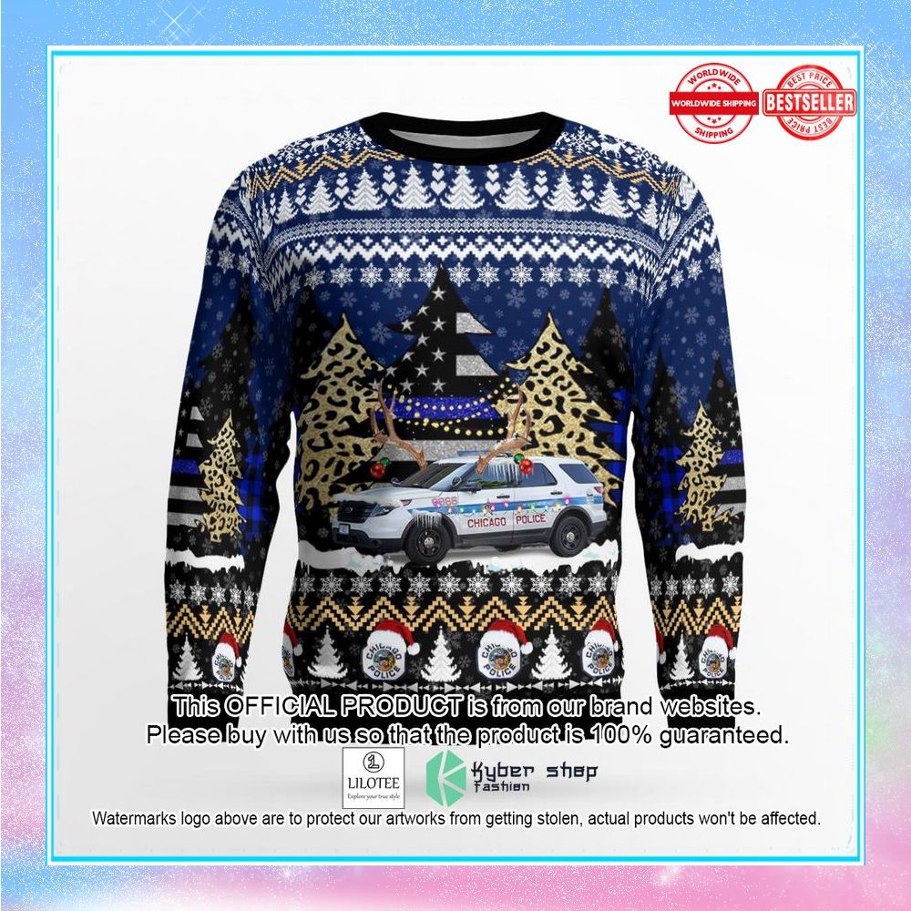 chicago police department cpd ford interceptor utility christmas sweater 2 74