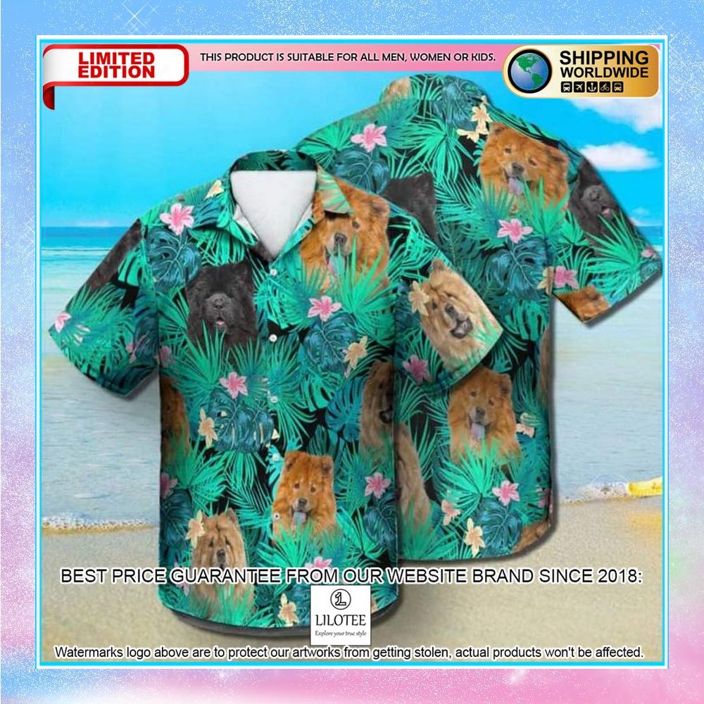 chow chow summer leaves hawaiian shirt 1 828