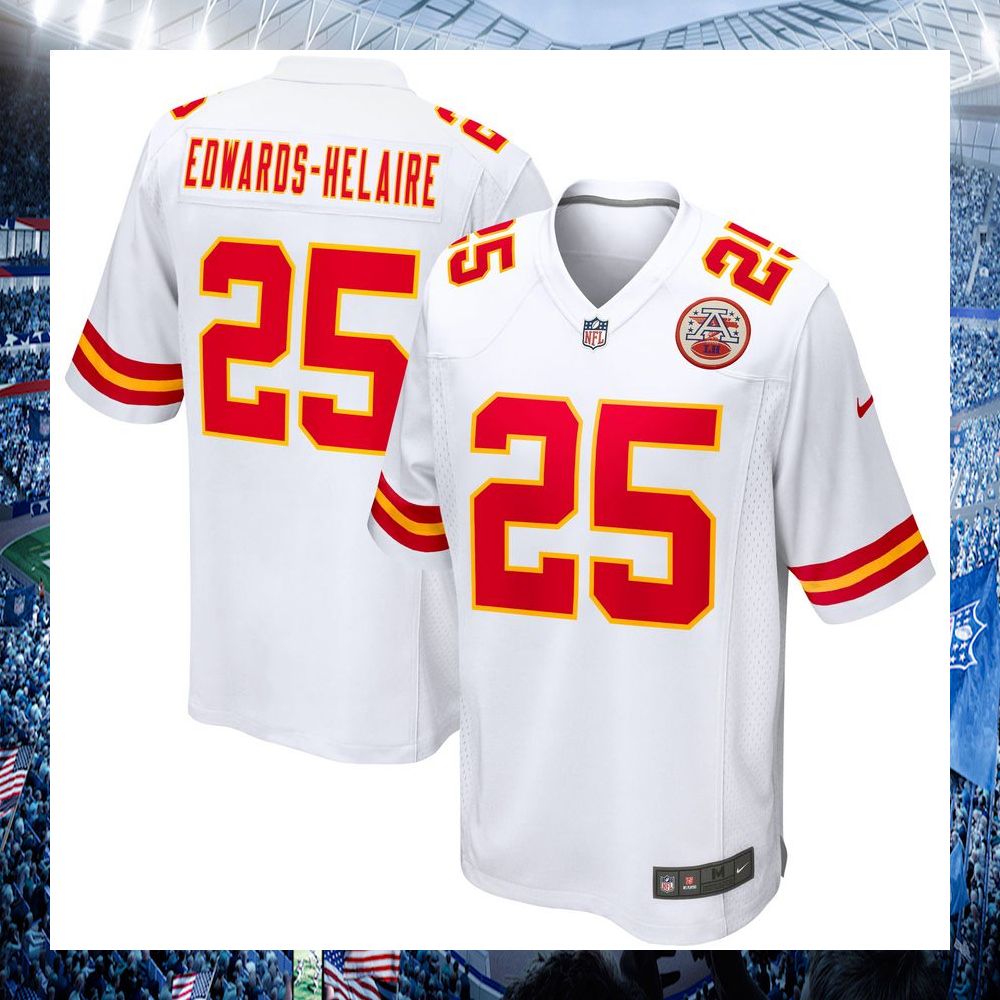 clyde edwards helaire kansas city chiefs nike white football jersey 1 923
