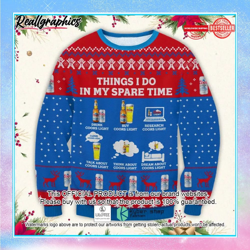 coors light things i do my spare time ugly christmas sweater 1 921