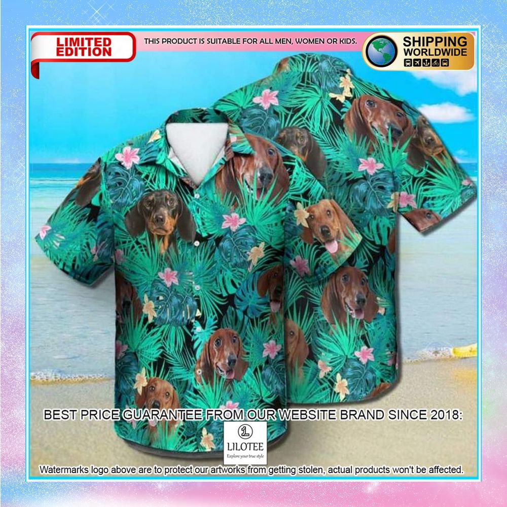 dachshund summer leaves hawaiian shirt 1 159