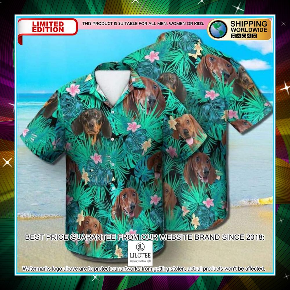 dachshund summer leaves hawaiian shirt 1 606