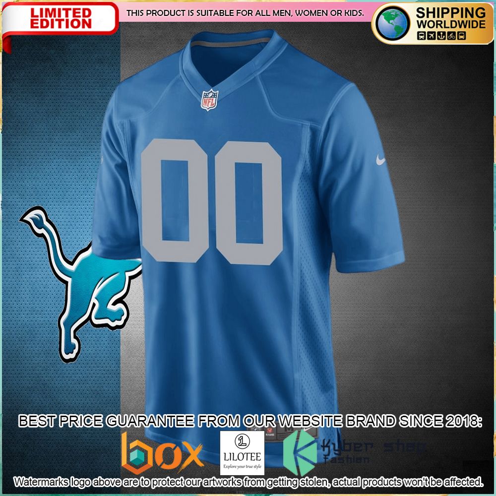detroit lions nike throwback custom blue football jersey 2 113
