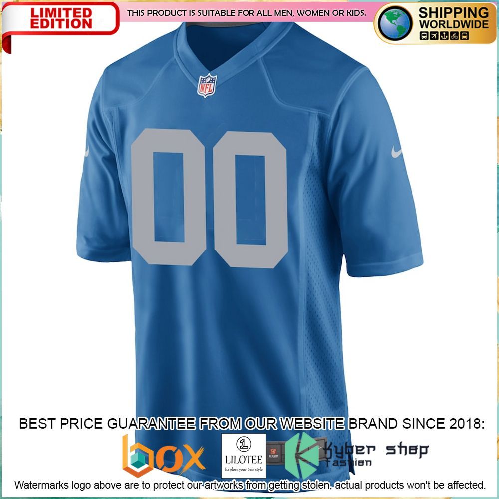 detroit lions nike throwback custom blue football jersey 2 743