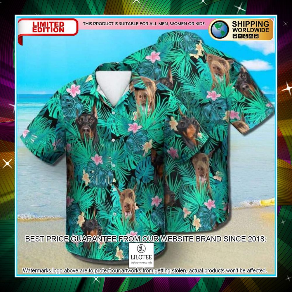 doberman pinscher summer leaves hawaiian shirt 1 396