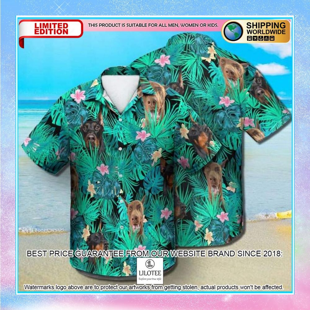 doberman pinscher summer leaves hawaiian shirt 1 741