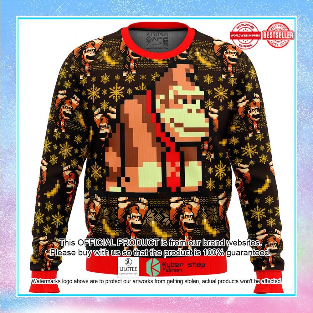 donkey kong sprite ugly christmas sweater 1 317