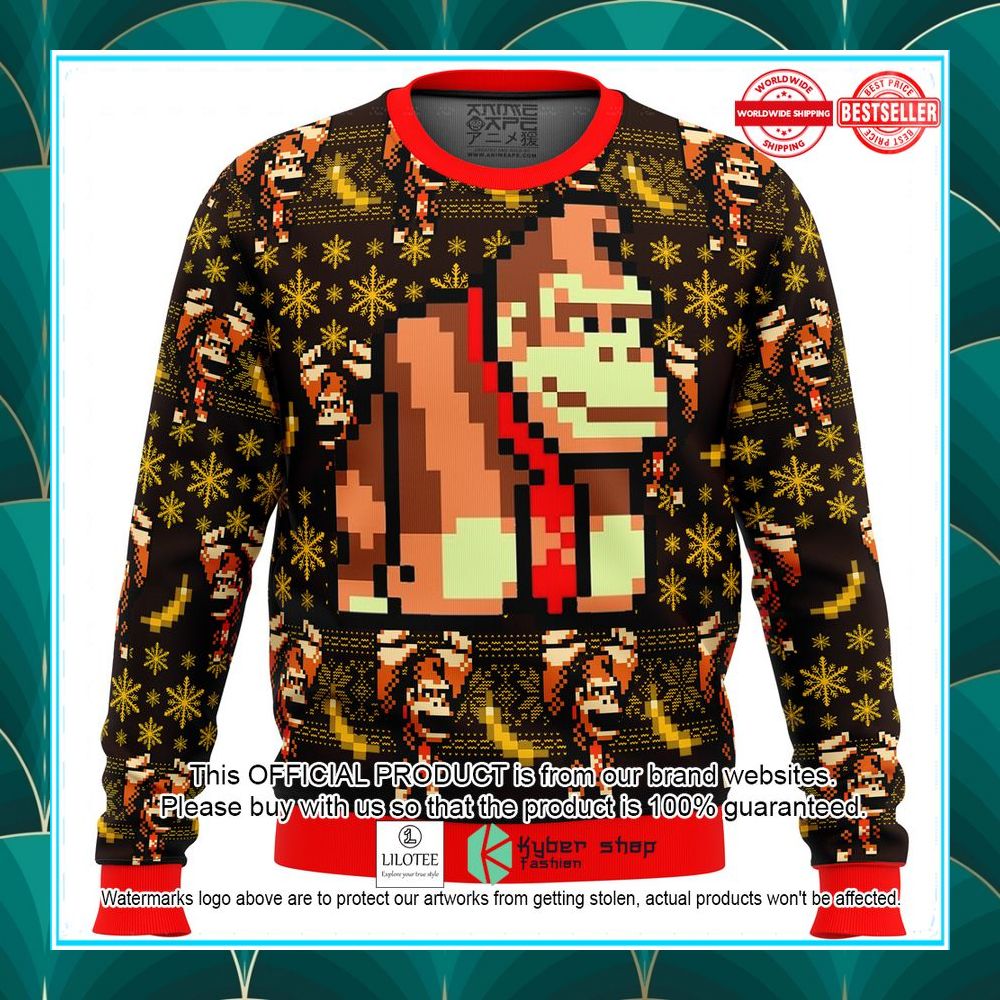 donkey kong sprite ugly christmas sweater 1 963