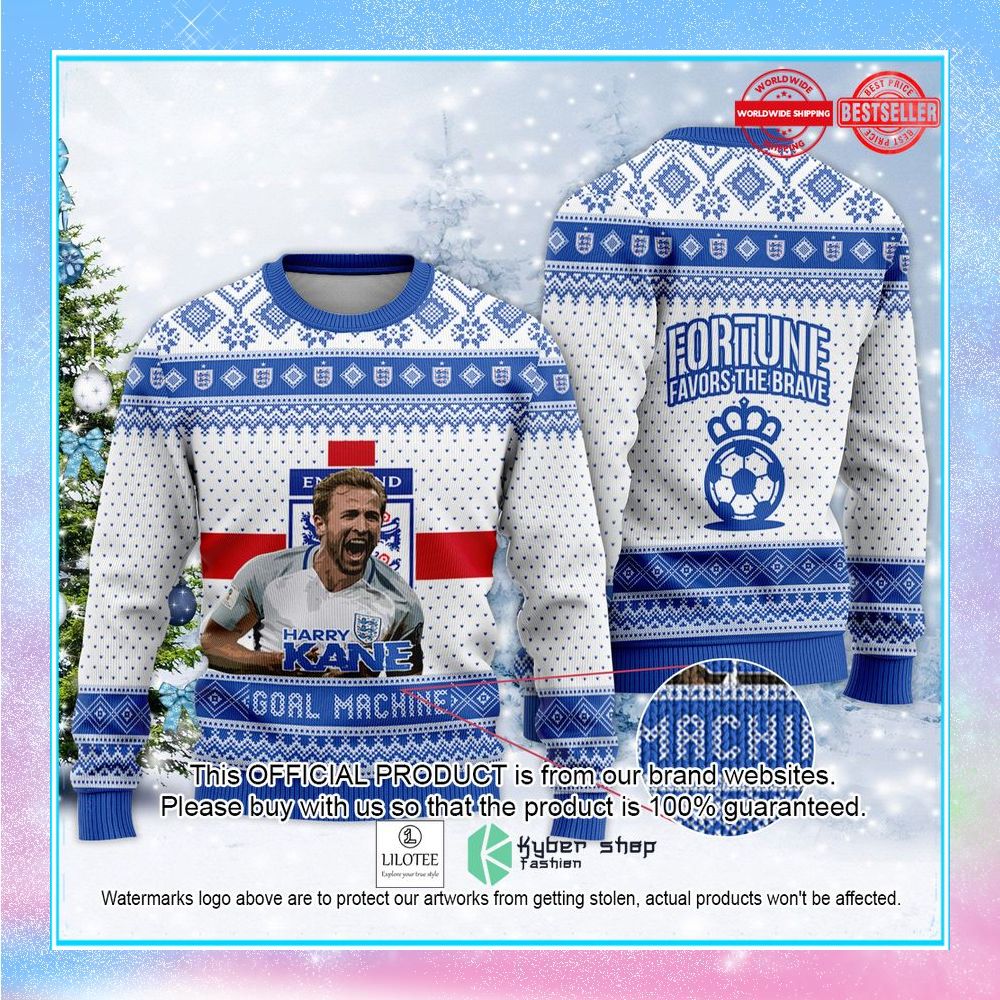 england harry kane fortune favors the brave fifa qatar world cup 2022 christmas sweater 1 786