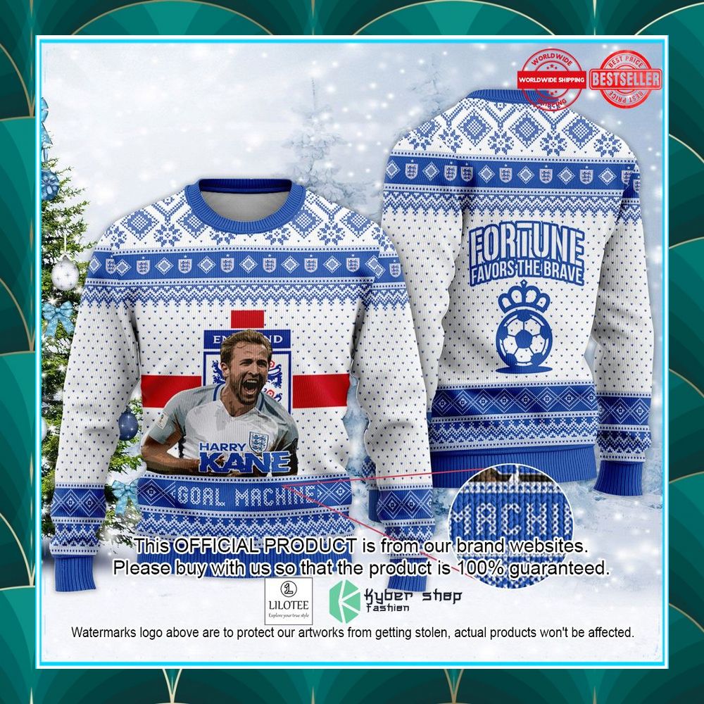england harry kane fortune favors the brave fifa qatar world cup 2022 christmas sweater 1 97