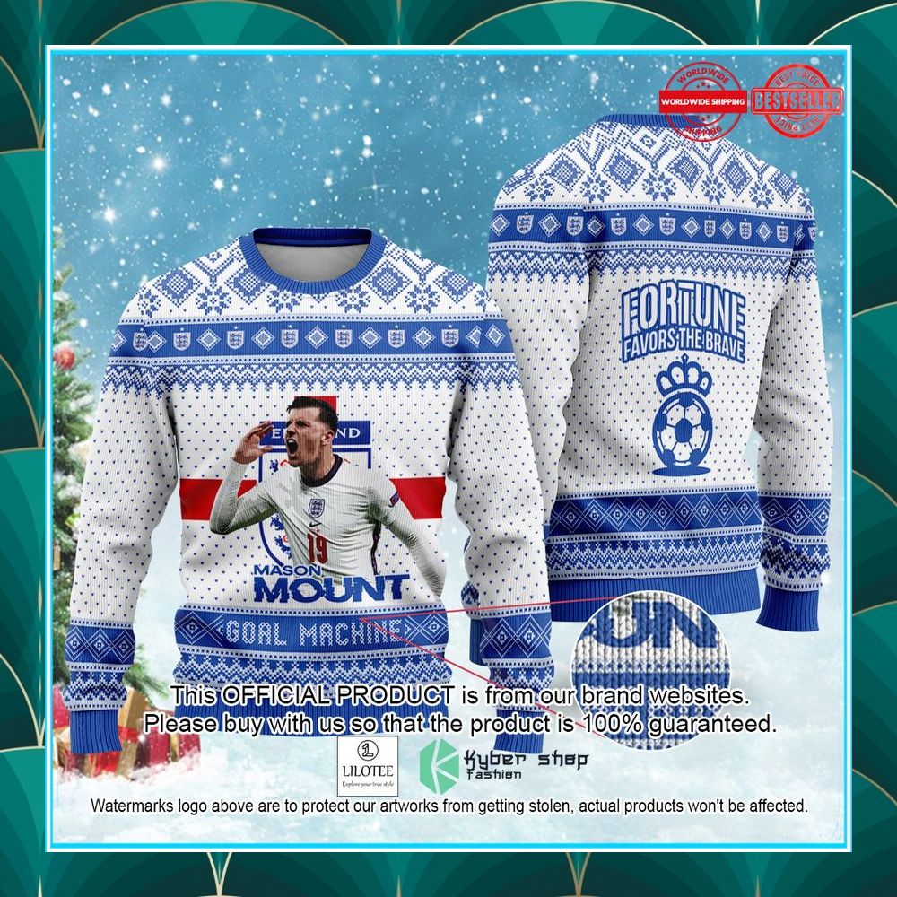 england mason mount fortune favors the brave fifa world cup qatar 2022 christmas sweater 1 126
